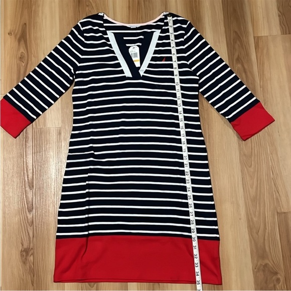 Nautical Striped Dress with Red Accents - Picture 1 of 4